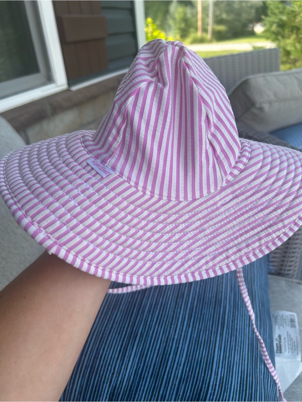 Ruffle Butts White Sun Hat with Pink Trim